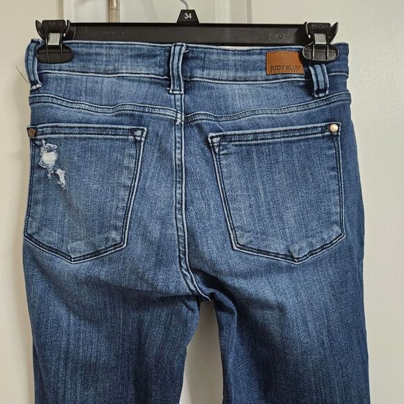 Judy Blue Skinny Fit Capri Jeans Women's 3/26 (28x19.5) Blue Mid-Rise Distressed - Picture 9 of 10